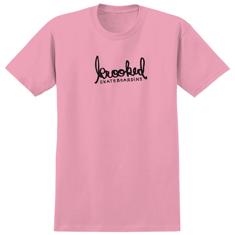 Krooked Skript T Shirt Pink Medium