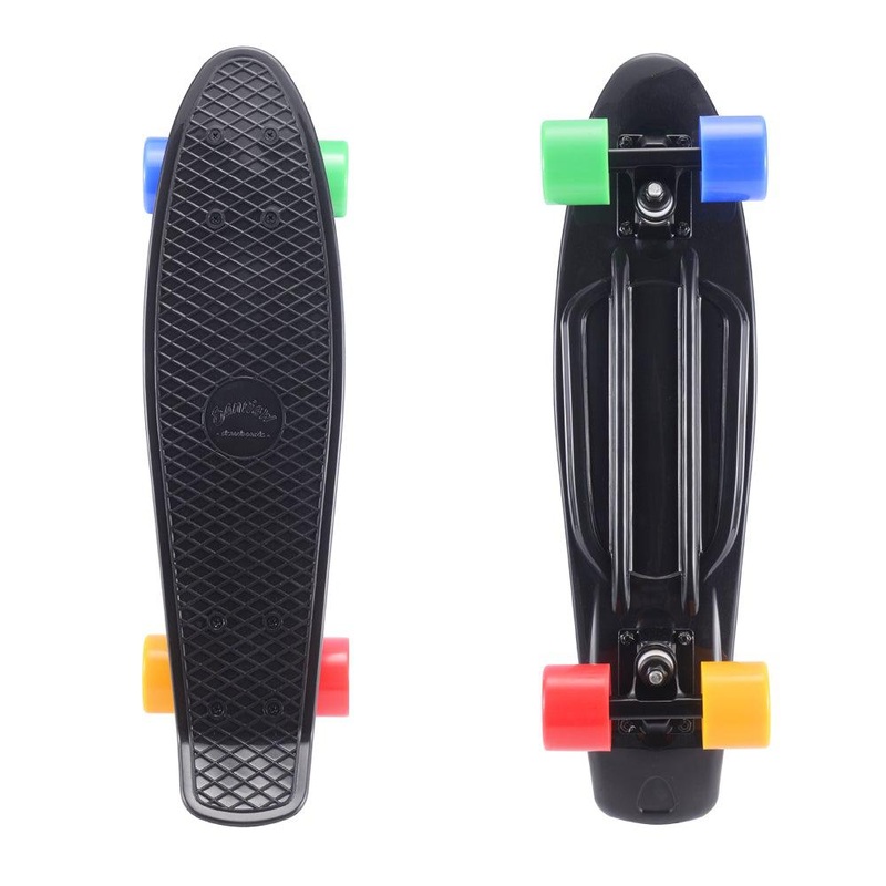 Sanview Black 22 Inch Mini Cruiser Beginners Skateboard for Kids Complete