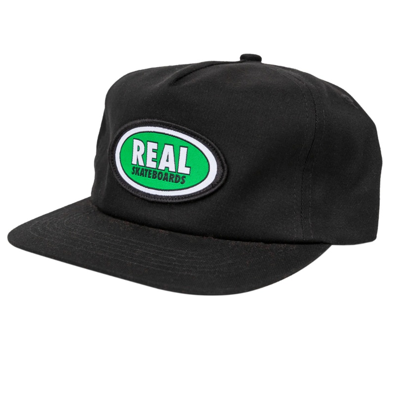 Real Oval Snapback Hat Black/Green