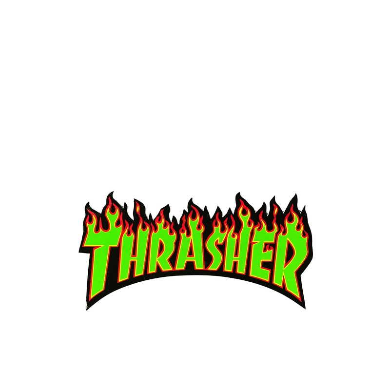 Thrasher Flame Logo Sticker – Black / Red /Green