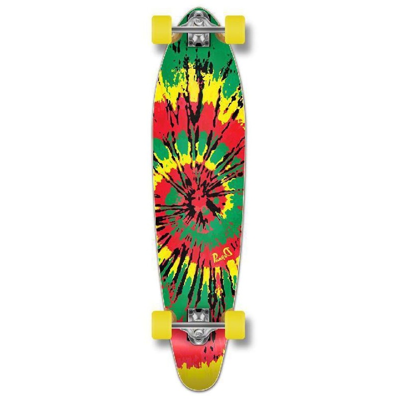 Punked Kicktail Tiedye Rasta Longboard Complete Complete