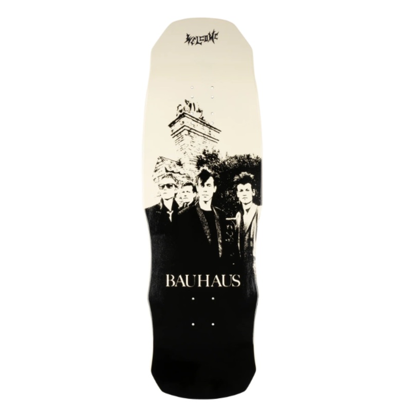 Welcome & Bauhaus Portrait on Dark Lord Bone Dip Skateboard Deck – 9.85″ Deck Only 9.85