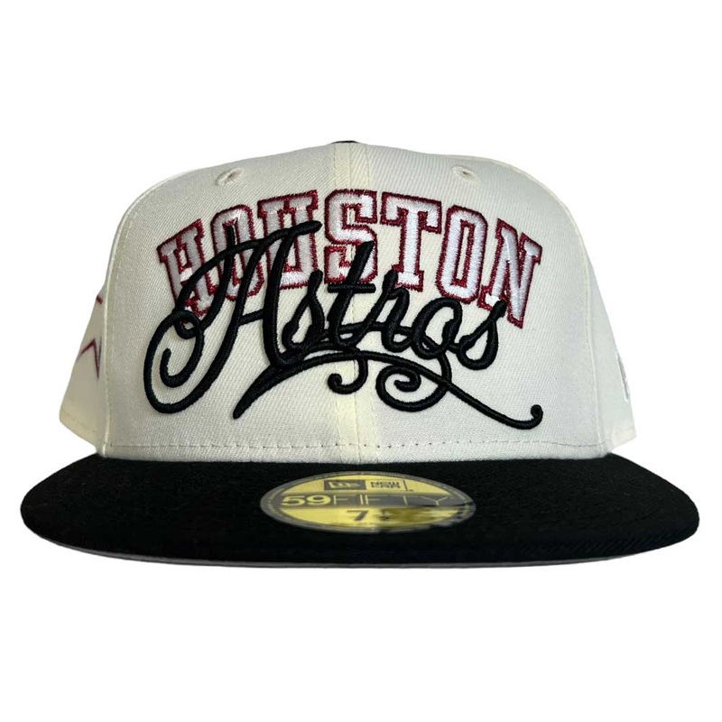 D BOY Houston Astros New Era Hat 5950 Fitted Ivory Black Red 5950 Day 7