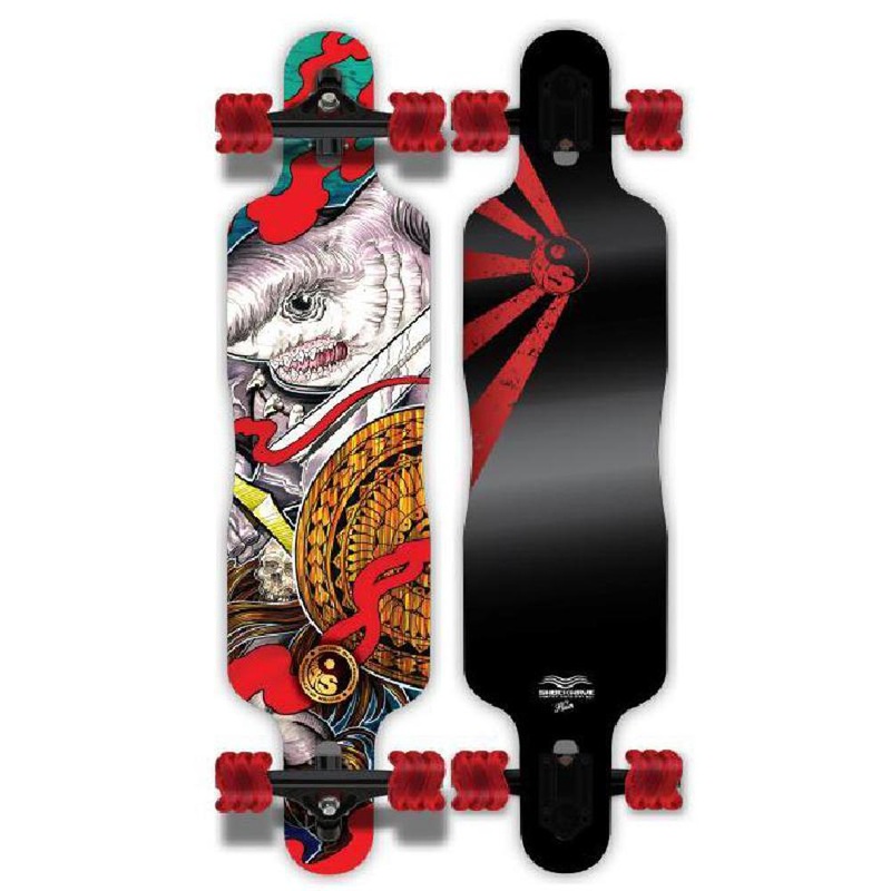 Dakuwaqa Shockweave 40″ Freeride Drop Through Longboard w Shark Wheels