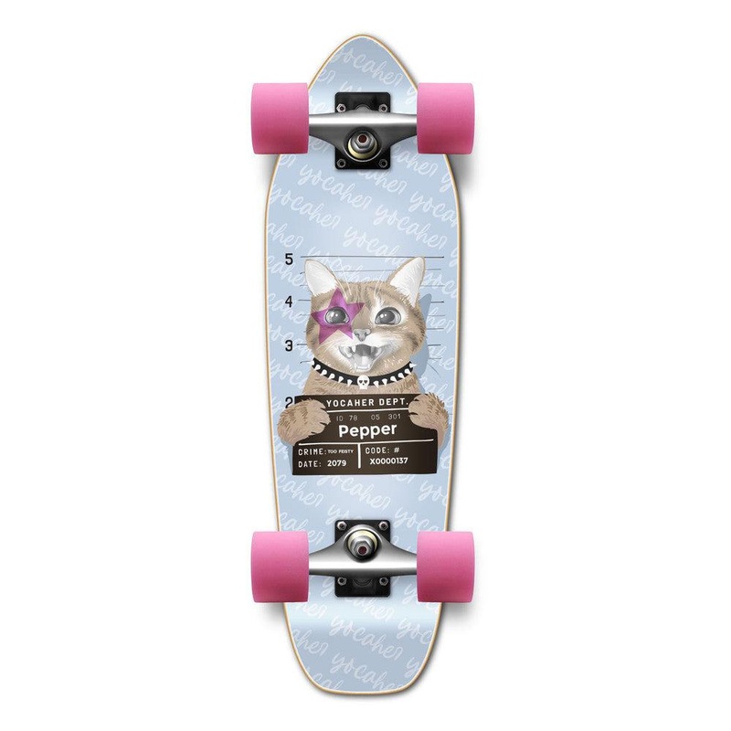 Punked Rockstar Kitty Cat – Purple Pepper 27″ Mini Cruiser Longboard