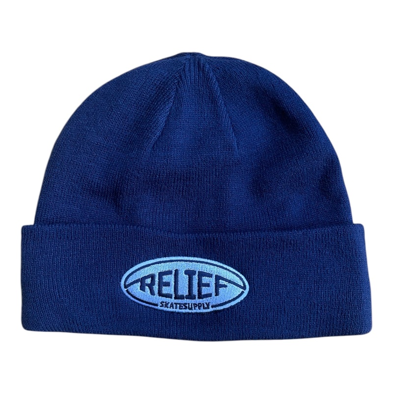 Relief Oval Embroidery Beanie Navy OS