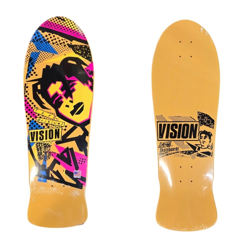 VISION GONZ reissue Skateboard deck – YELLOW (BLACK HAIR PINK EYES YELLOW FACE)