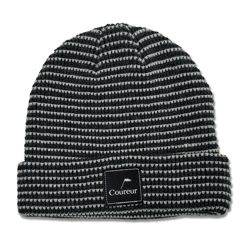 Coureur Goods Waffle Stripe Pennant Patch Beanie Heather/White