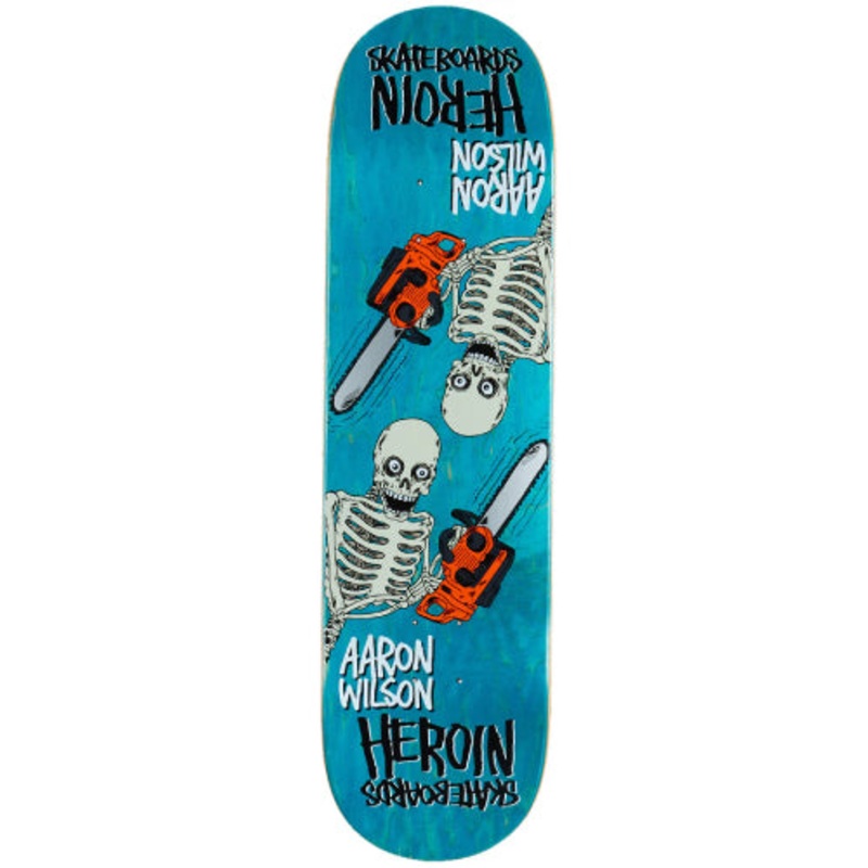 Heroin Wilson Chainsaw Skeletons Symmetrical Skateboard Deck 8.5″ 8.5″ Yellow Veneer
