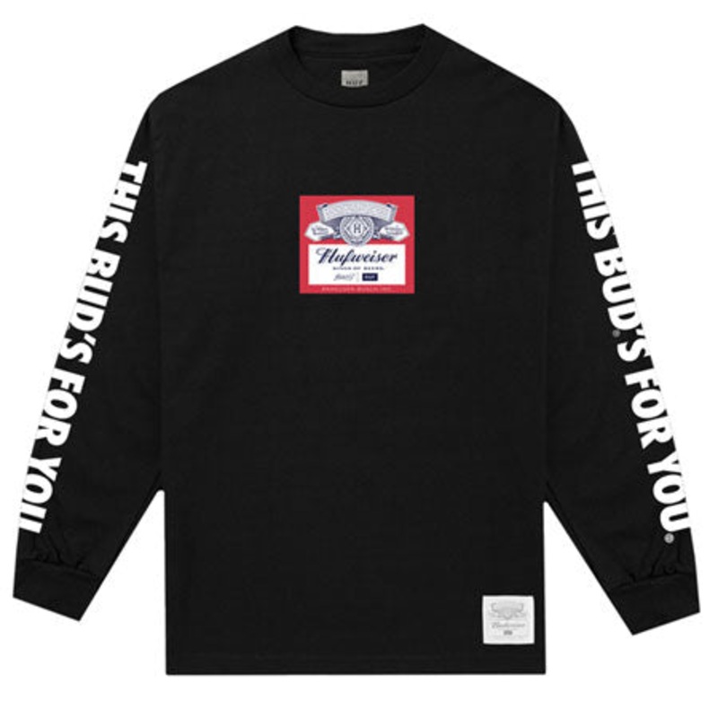 HUF HUF x Budweiser Label Long Sleeve T Shirt Black Extra Large