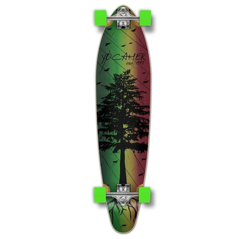 Kicktail In The Pines Rasta 40 inches Longboard from Punked Complete