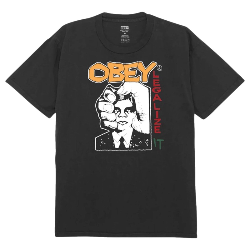 OBEY LEGALIZE IT PIGMENT BLACK T-SHIRT M