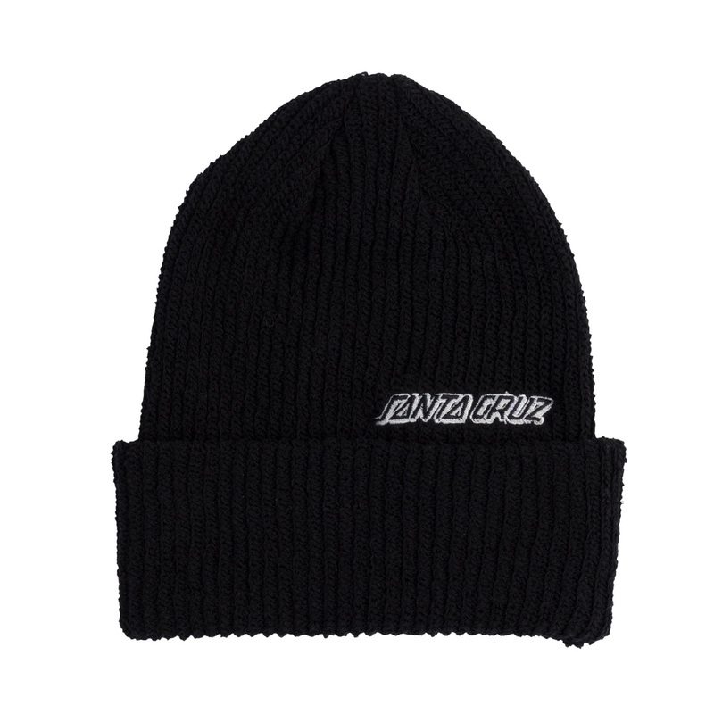 Santa Cruz Outline Strip Long Shoreman Beanie Eco Washed Black