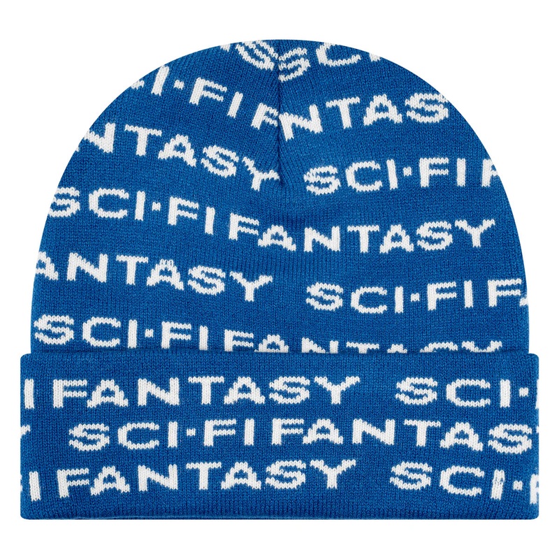 Sci Fi Fantasy Repeat Logo Beanie Blue/White OS