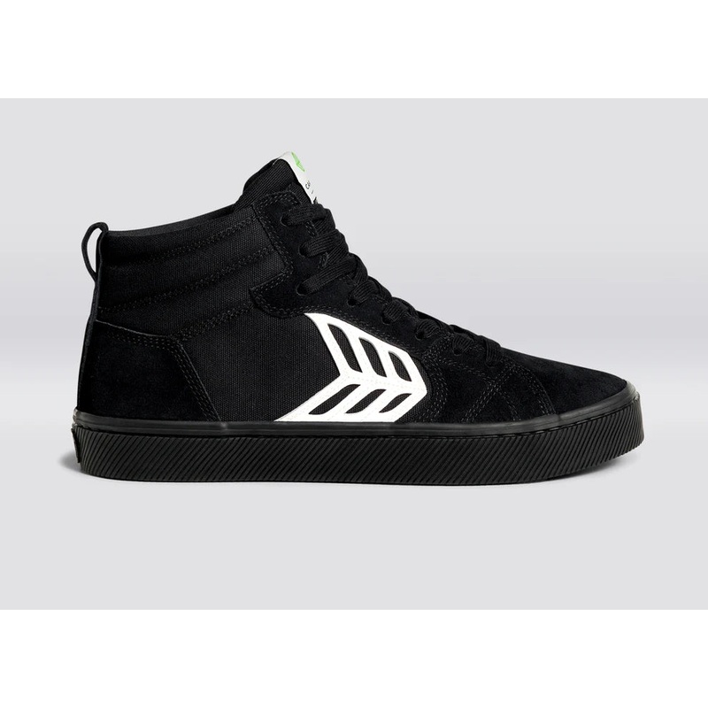 CATIBA PRO High All Black Suede and Canvas Ivory Logo Sneaker 6