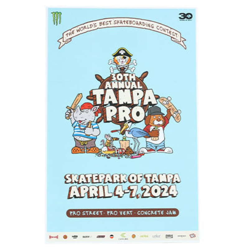 Skatepark of Tampa 11 x 17 Tampa Pro 2024 Poster Blue 11″ x 17″