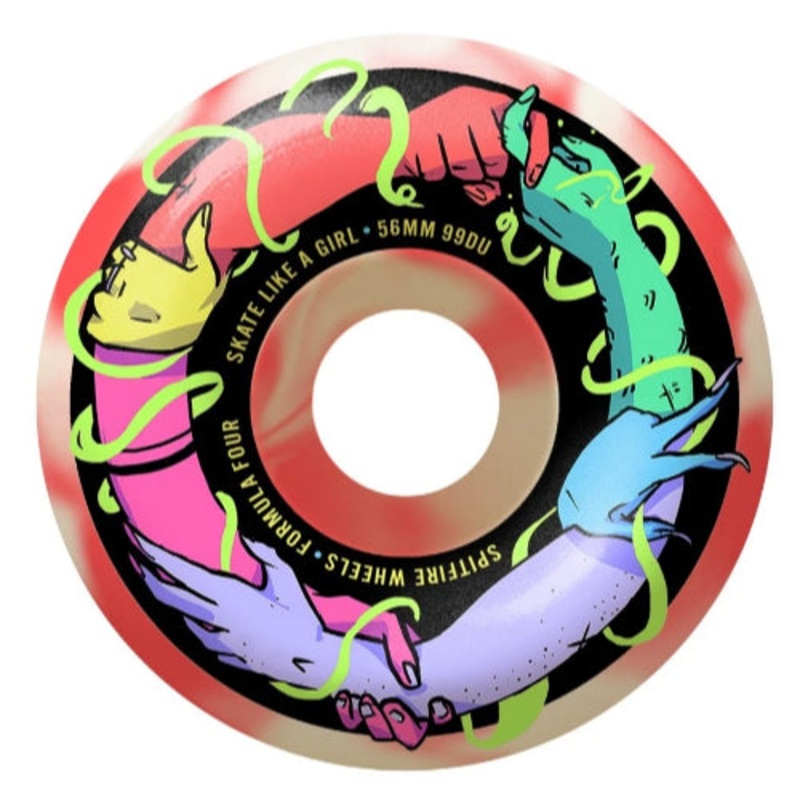 Spitfire F4 Classic Skate Like a Girl Wheels Natural, Coral Swirl 56MM 99D 56mm