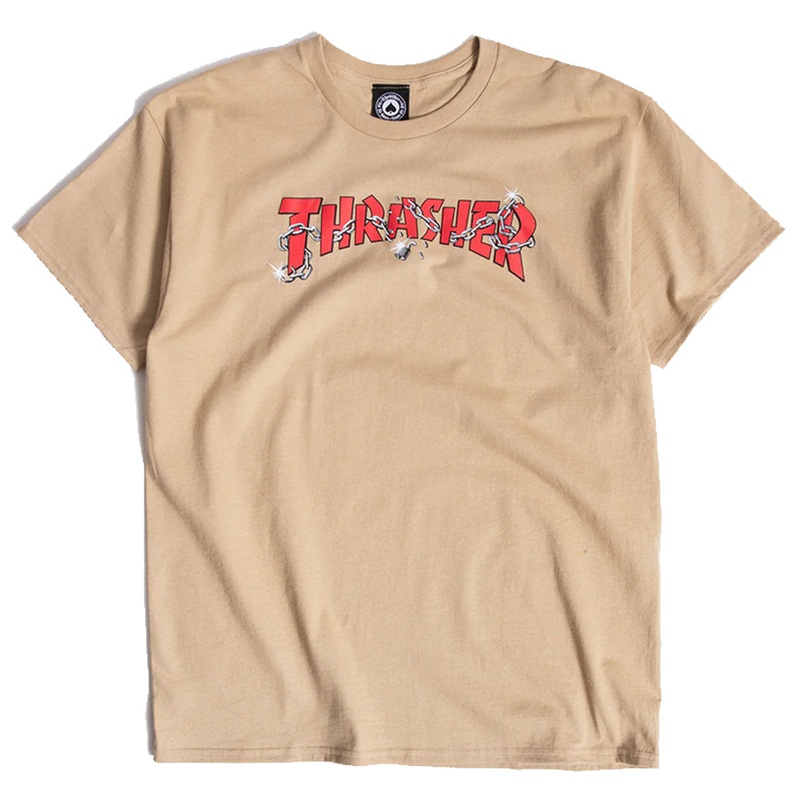 Thrasher Chains by Daniel Shepard T Shirt Tan Medium