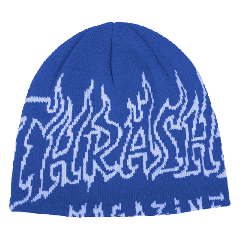 Thrasher Magazine Fire Outlined Skully Beanie Blue One Size Fits All