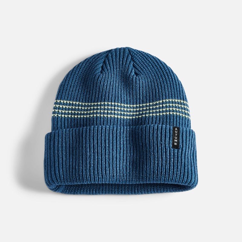 Autumn Select Mini Stripe Beanie Blue/Light Yellow