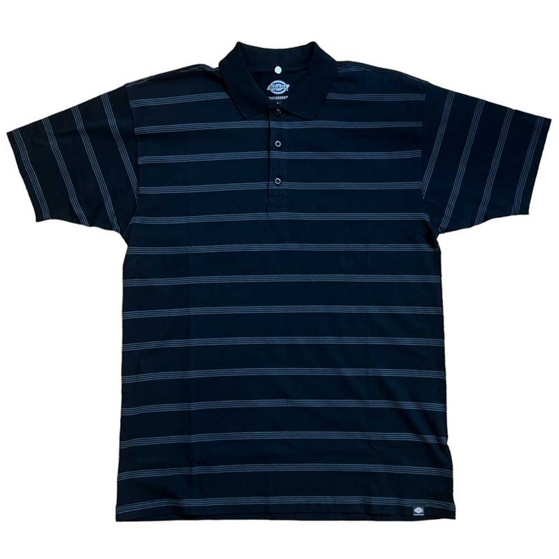 Striped Short Sleeve Polo Dickies Skateboarding Tee Black Stripe WSSK16TSN MD
