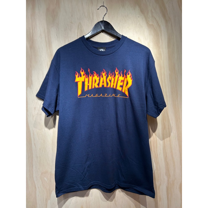 THRASHER Flame T-Shirt Navy/Blue S