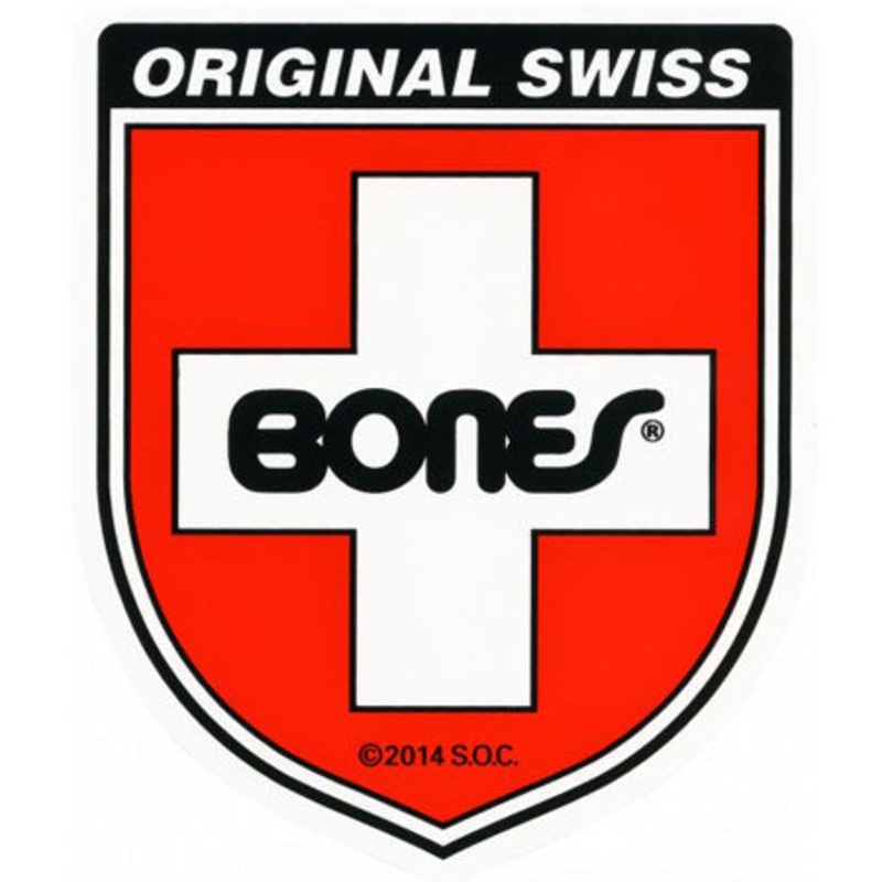 Bones Shield Sticker Red 2″