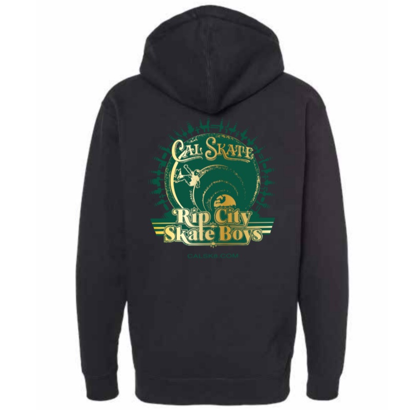 Cal Skate “Rip City Skate Boys- Green/Gold” Zip Hoodie Small