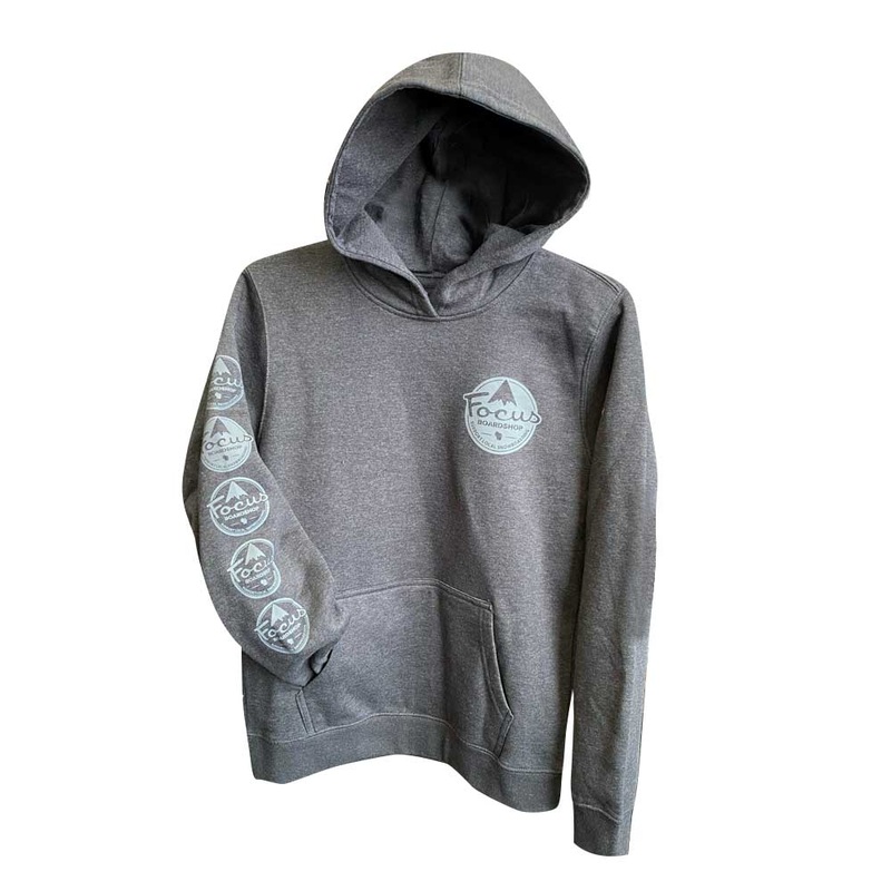 Focus Boardshop Sleeve Mountain Logo Youth Hoodie – Charcoal Gray X-Small 4-5 Charcoal Gray