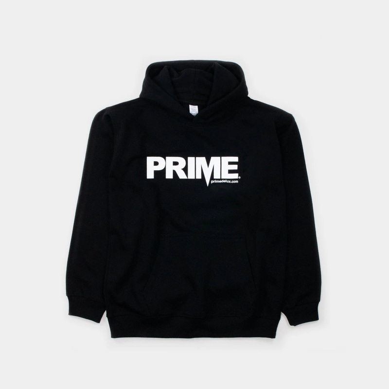 Prime Delux OG Logo Kids Hooded Sweat – Black/ White Kids XS