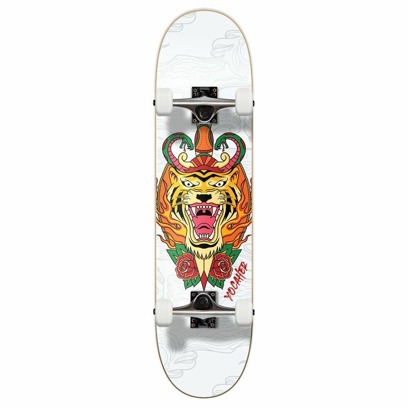 Yocaher Flaming Tiger 7.75″ Skateboard Complete