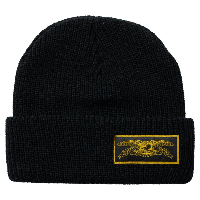 Anti-Hero Stock Eagle Label Cuff Black Beanie Black One Size Fits All