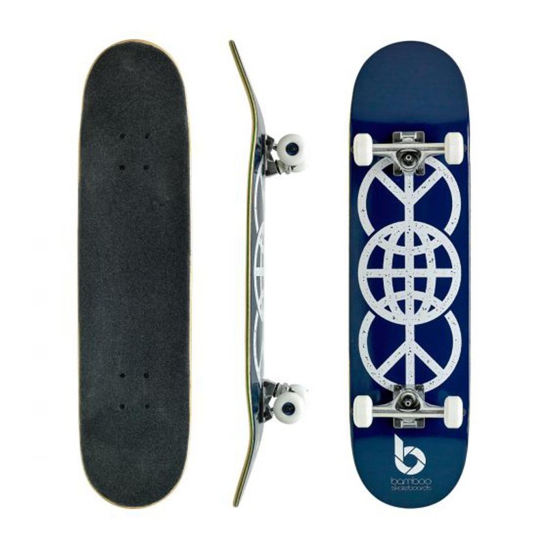 Blue World Peace Graphic Bamboo Skateboard Deck Only 7.75″