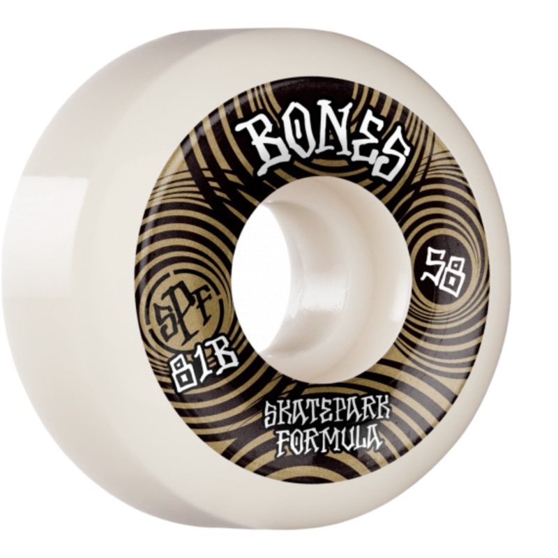 BONES WHEELS SPF Skateboard Wheels Ripples 58mm P5 Sidecut 81B 4pk White 58mm White