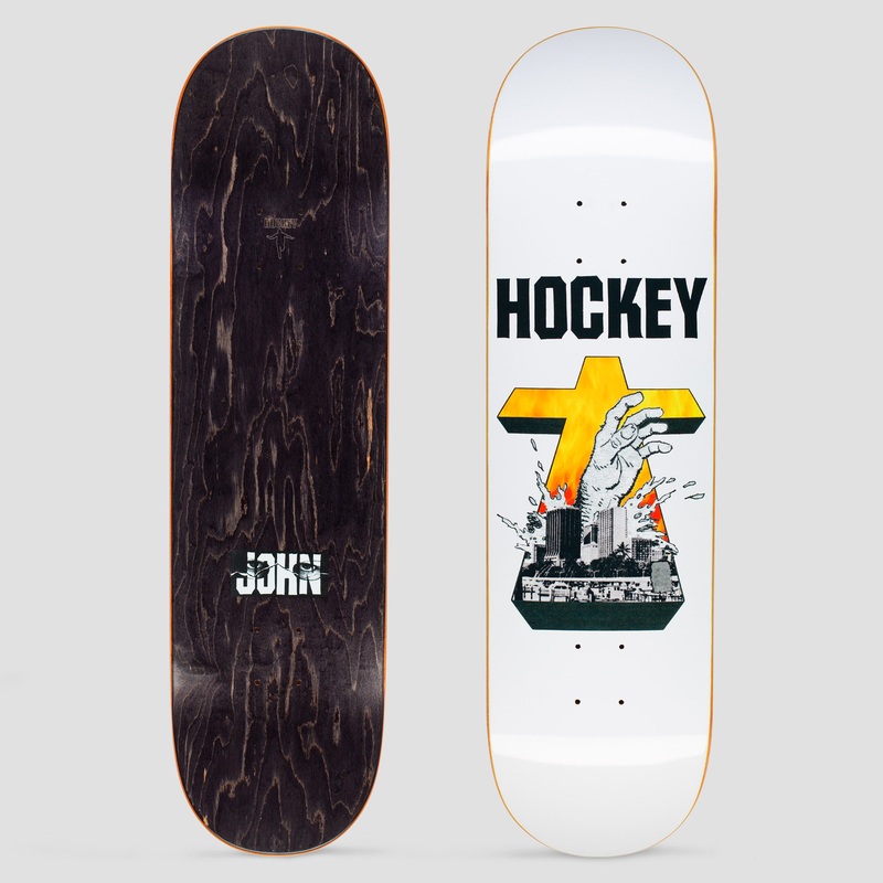 Hockey 8.38 John Fitzgerald Drowning Skateboard Deck White