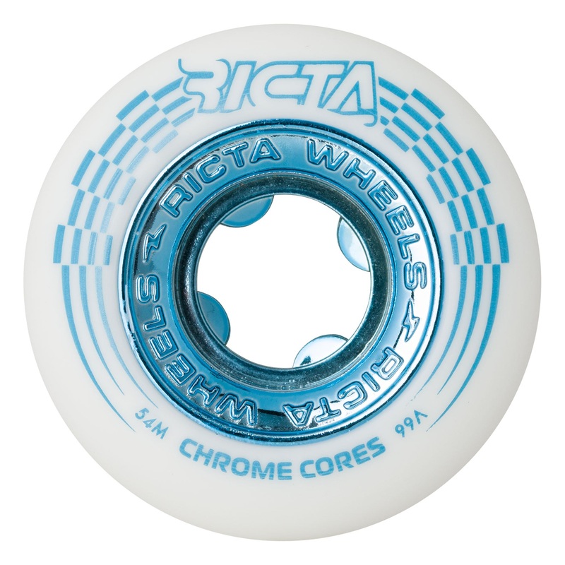 54mm Chrome Core Teal 99a Ricta Skateboard Wheels White 54mm