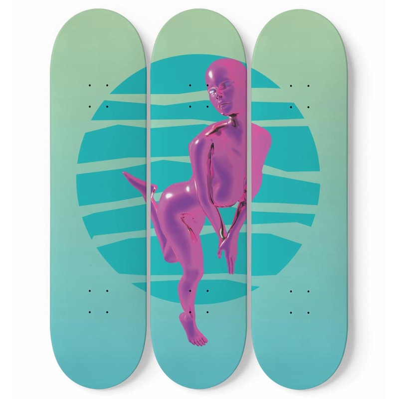Abstract 3D Girl With Colorful Background | Skateboard Wall Art