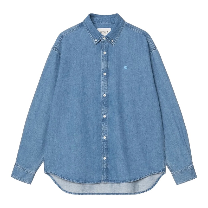 Carhartt WIP L/S Lucas Shirt Blue Stone Washed M