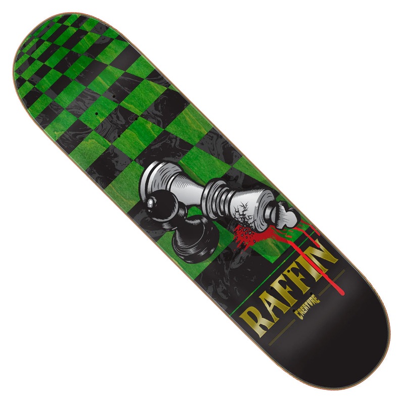 Creature Skateboards Peter Raffin Checkmate Deck Black/ Green 8.25 x 32.04 WB:14.353