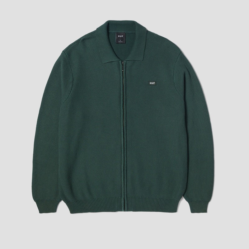 HUF Anton Zip Overdyed Sweater Hunter Green Small