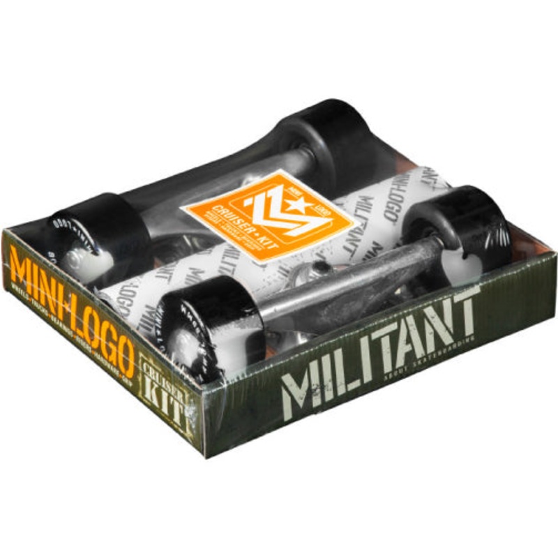 Mini Logo Cruiser Kit – Skateboard Trucks, Wheels, Bearings, Risers, Grip and Hardware Set Black 59MM 80A 8.38″