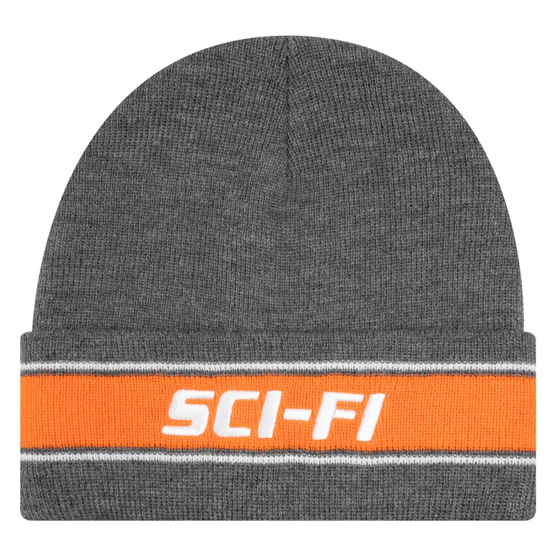 Sci Fi Fantasy Stripe Fold Logo Beanie Heather Gray OS