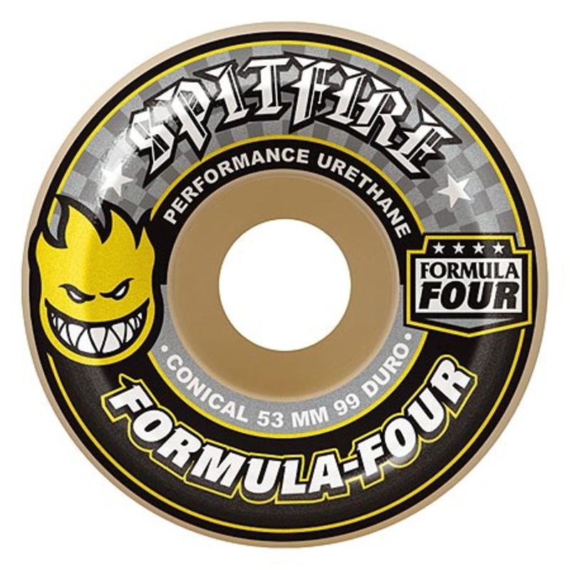 Spitfire Formula Four 99d Conical (Yellow Print) Wheels White 52mm