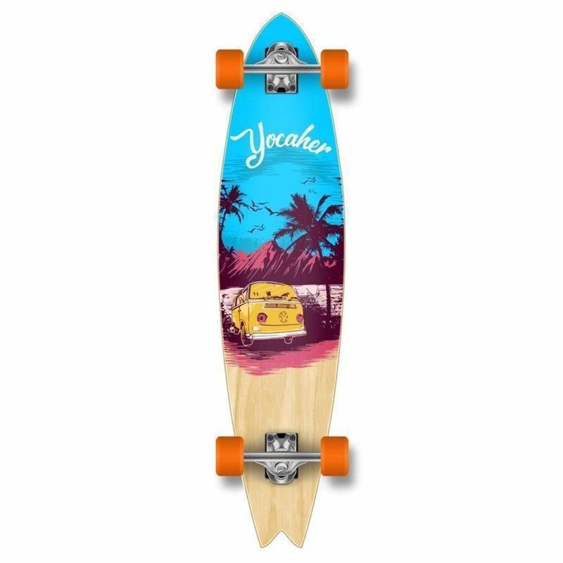Fishtail Longboard 40 inch VW Blue N’ Red from Punked – Complete Complete
