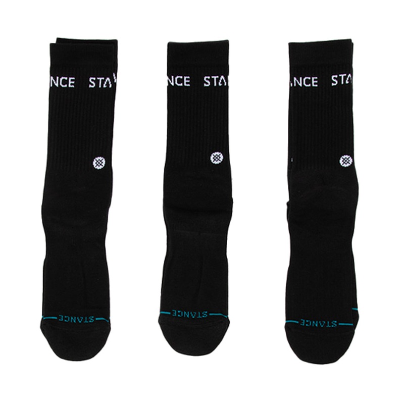 Stance Origin 3 Pack Black Crew Socks Black Large