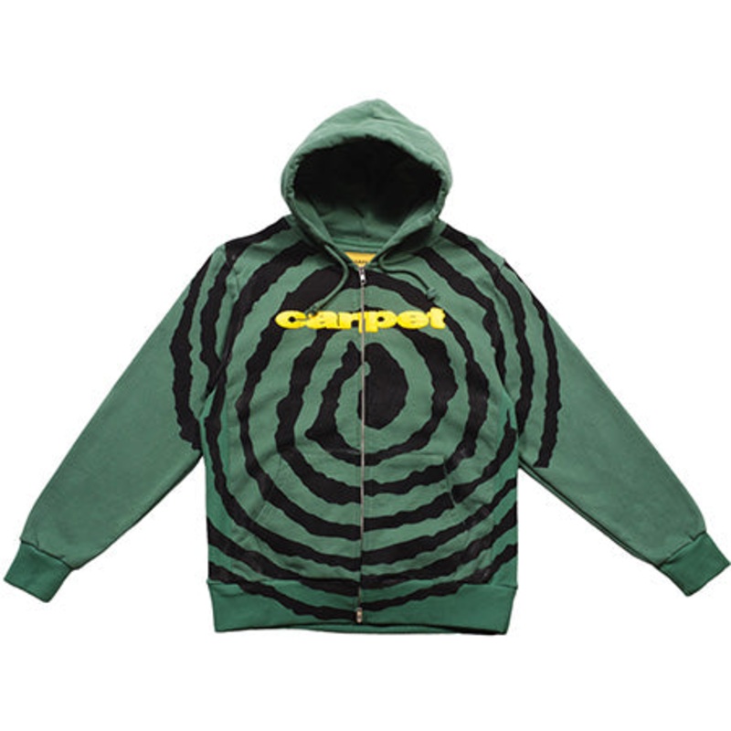 Carpet Company Spiral Zip-Up Hooded Sweatshirt Green Large