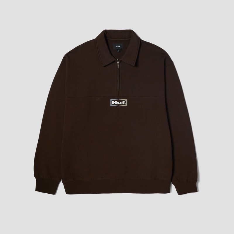 HUF Slate Quarter Zip Fleece Espresso Small