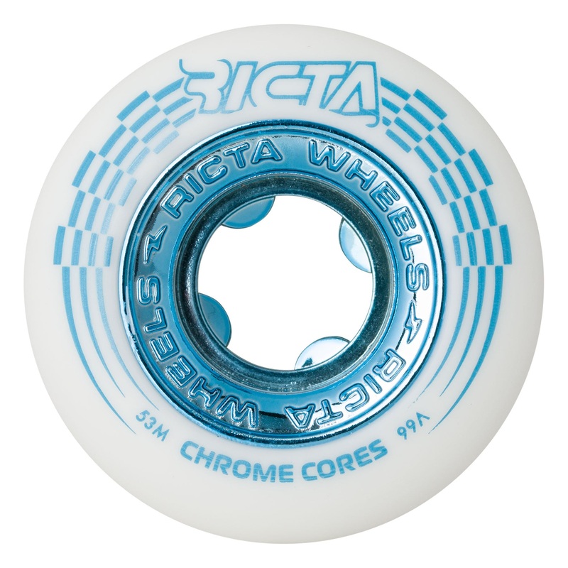 53mm Chrome Core Teal 99a Ricta Skateboard Wheels White 53mm
