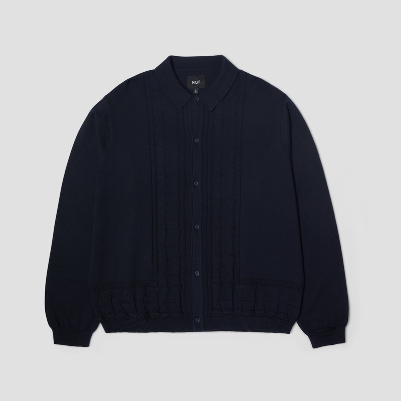 HUF Towner Longsleeve Knit Top Navy Small