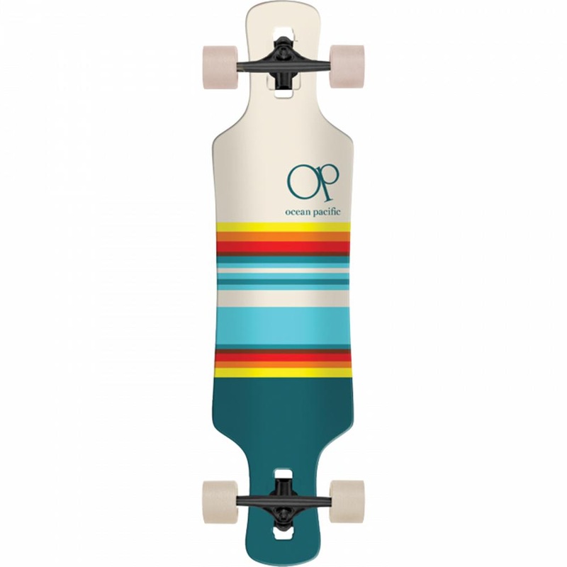 Ocean Pacific Swell Off-White/Teal 36″ Drop Through Longboard Complete